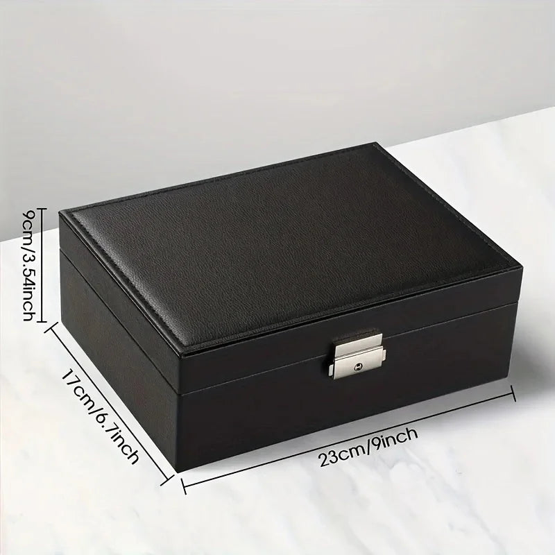 Simple Double-layer Jewelry Storage Box Ring Necklace Lock Decoration