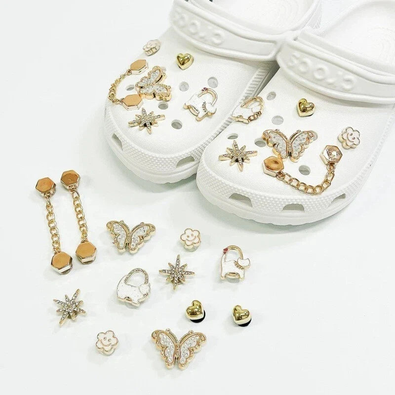Fashionable Shoe Accessory Made Metal Chain Clasp Removable Suitable