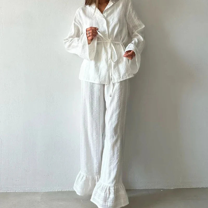 Women's 2-Piece Cotton Pajama Set – Long Sleeve Winter Sleepwear