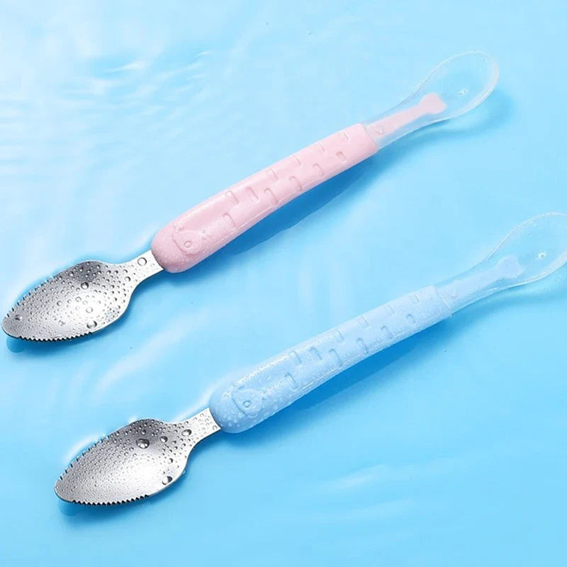 Double-Head Baby Feeding Spoon – BPA-Free Silicone & Steel