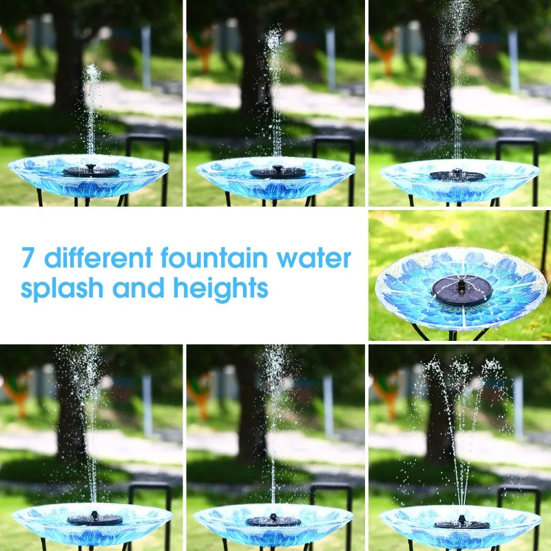 3W Solar Water Fountain – 7 Nozzles & RGB LED Lights