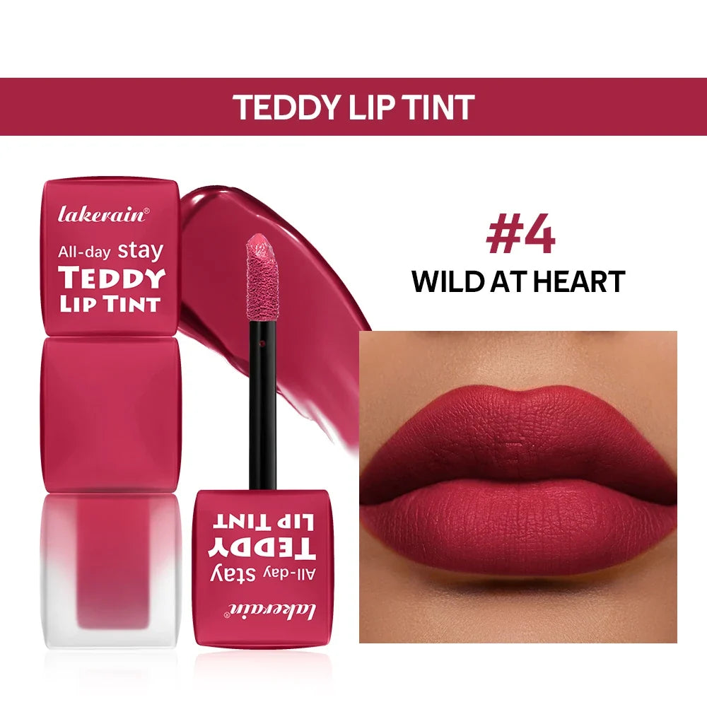 Teddy Tint Lip Stain – 12H Matte Waterproof Lip Gloss 6 Shades