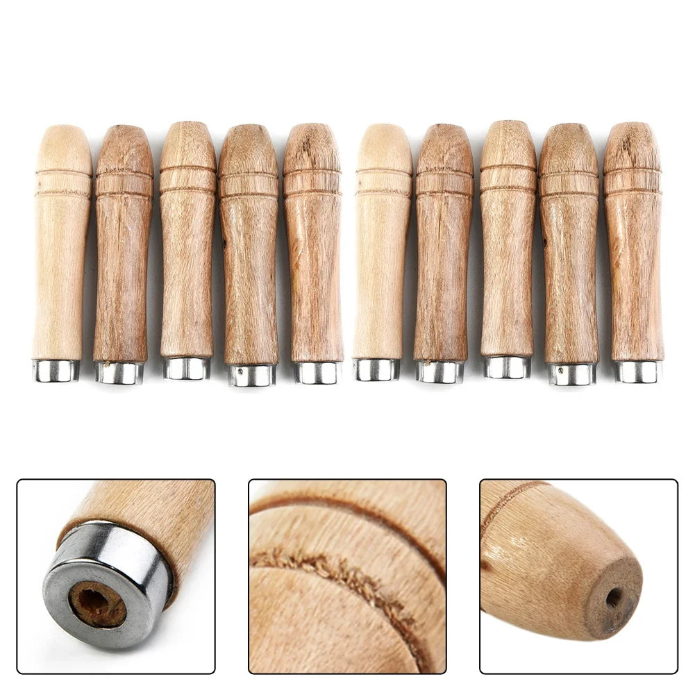 10-Pack Wooden File Handles with Metal Collar – 90mm