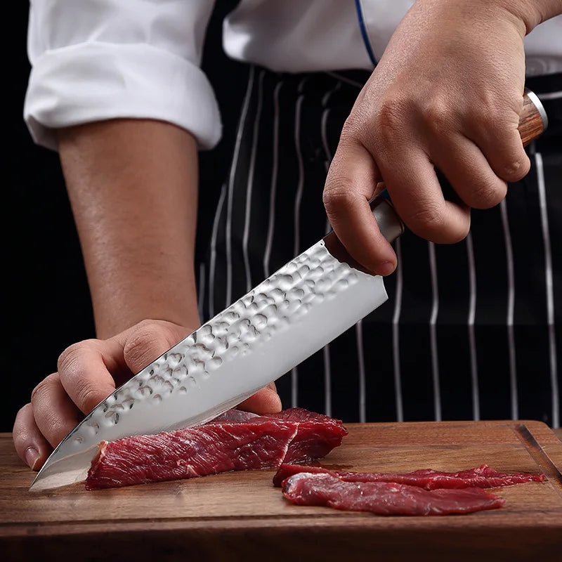 Forged Hammer-Pattern Kitchen Cleaver – Japanese Chef Knife