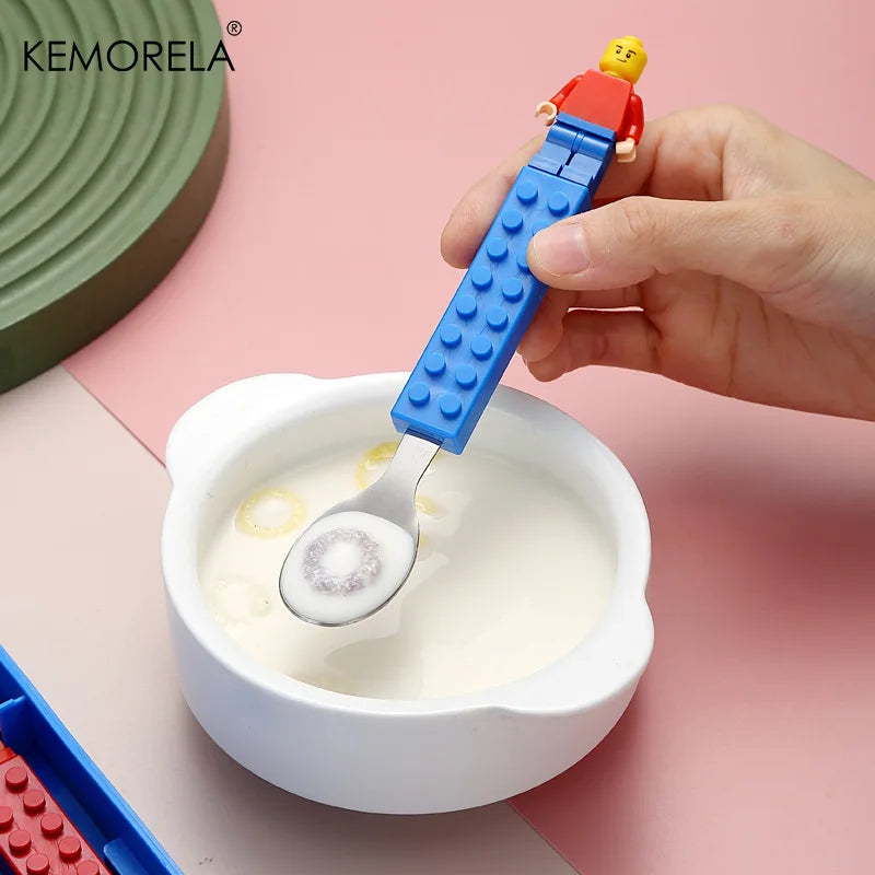 Building Blocks Kids Cutlery Set – Stainless Steel Fork & Spoon