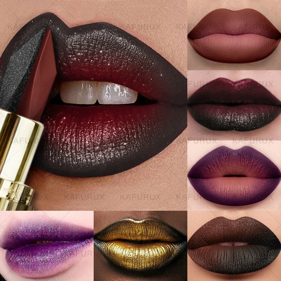 KAFURUX Two-Tone Glitter Matte Lipstick – 11 Shades