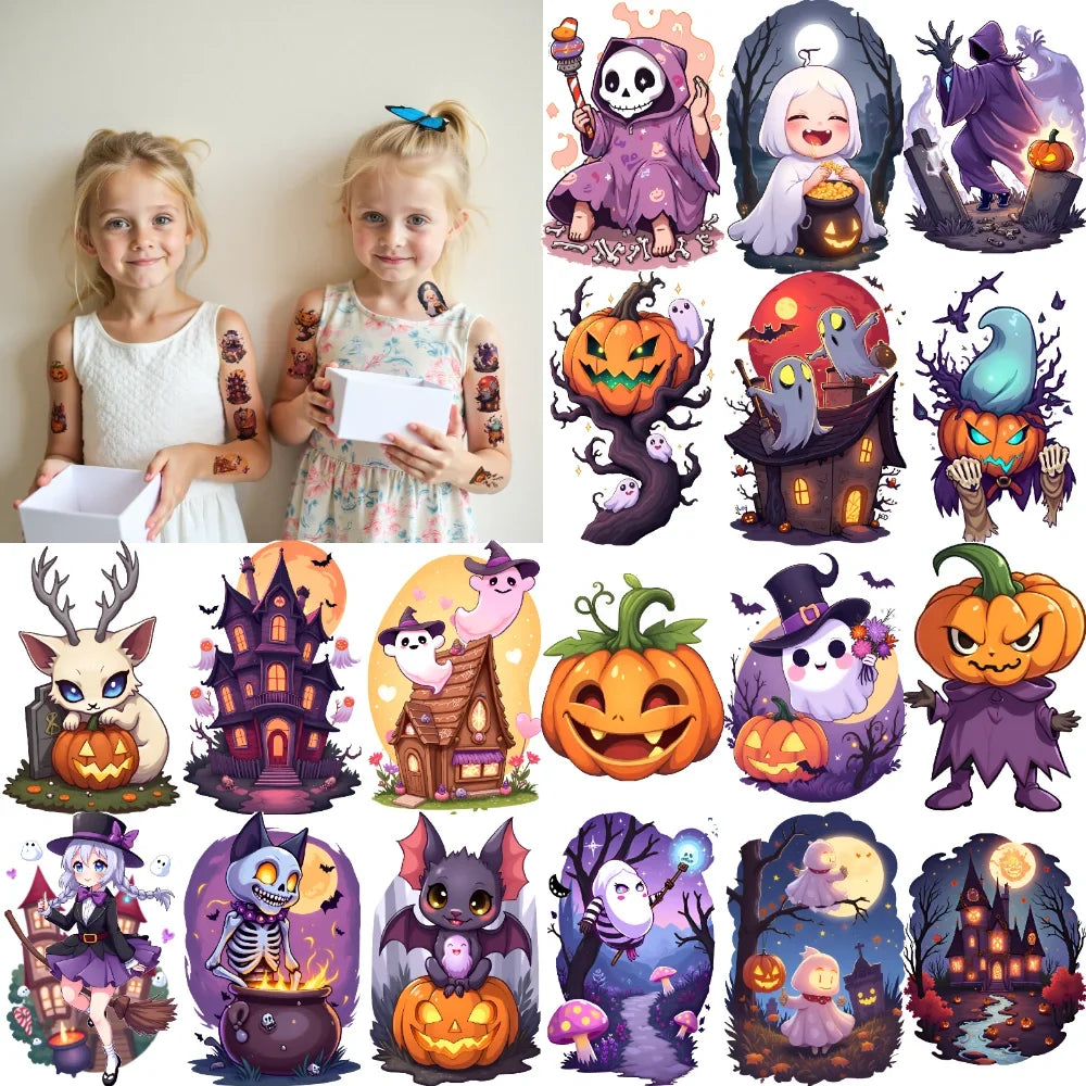 63pcs Halloween Temporary Tattoos – Waterproof Body Stickers