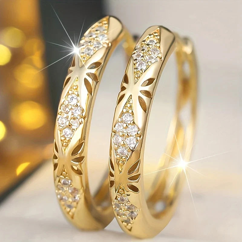 Huitan Sparkling CZ Hoop Earrings – Women's Fashion Jewelry