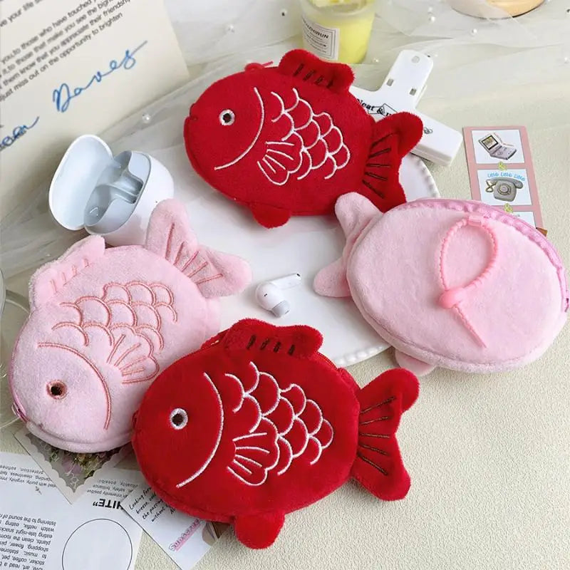 Koi Fish Plush Coin Purse – Cute Zipper Wallet & Earbud Pouch