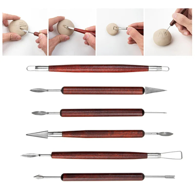 Bview Art 6-Piece Pottery Tools Clay Sculpture Carving Knife Figurine