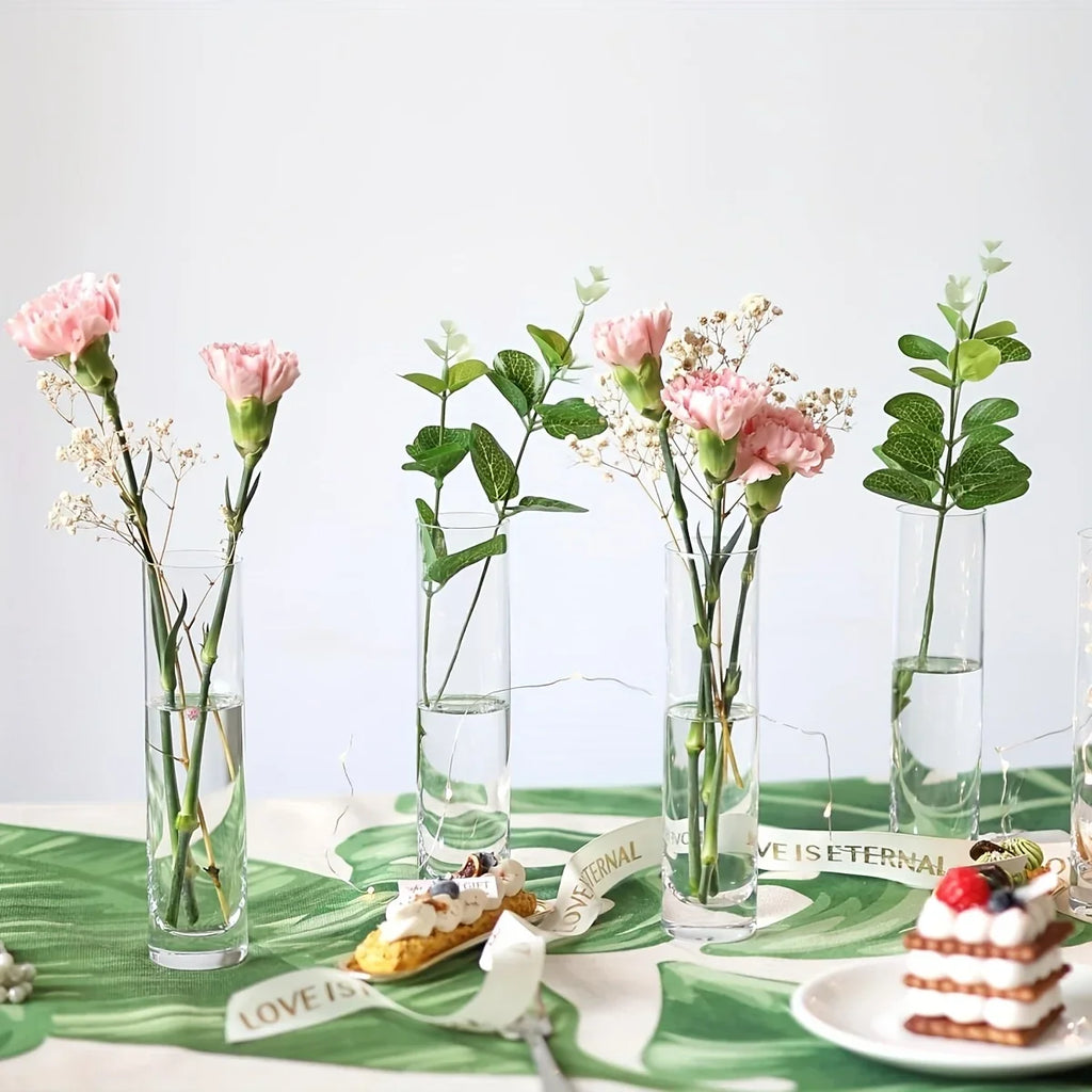 12 Glass Cylinder Vase Clear Small Flower Home Decoration Party