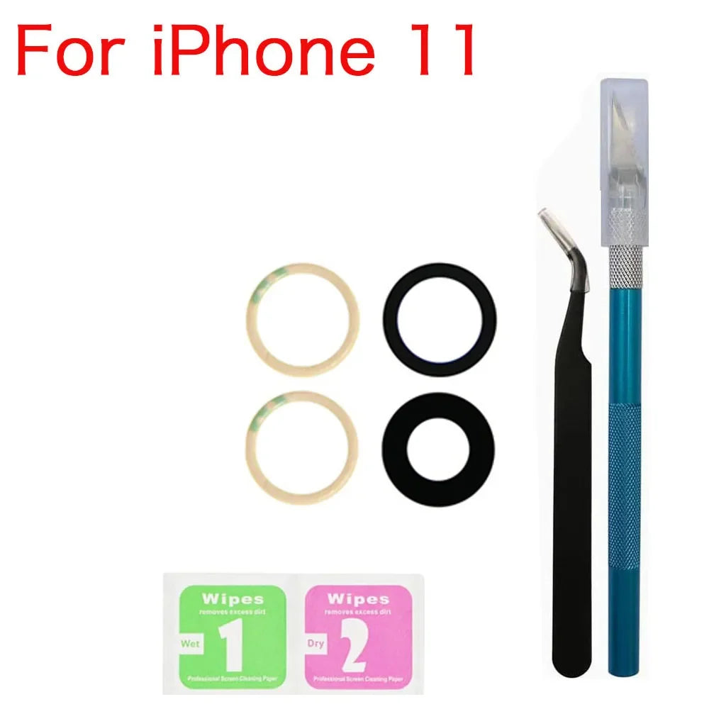 iPhone 11–14 Rear Camera Glass Lens Replacement Kit + Tools