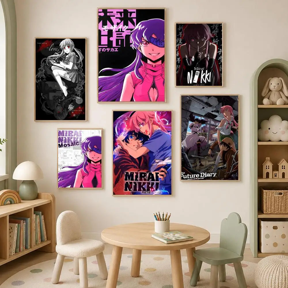 Mirai Nikki Anime Poster – Self-Stick HD PVC Waterproof Wall Art