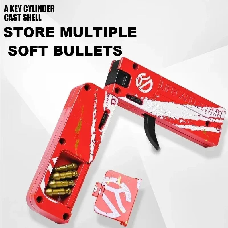 Metal Folding Toy Gun with Soft Bullets – Alloy Pistol Model