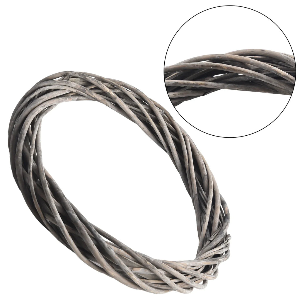 Christmas Rattan Ring Wreath Wicker Vine Garland Hanging Wedding Grey