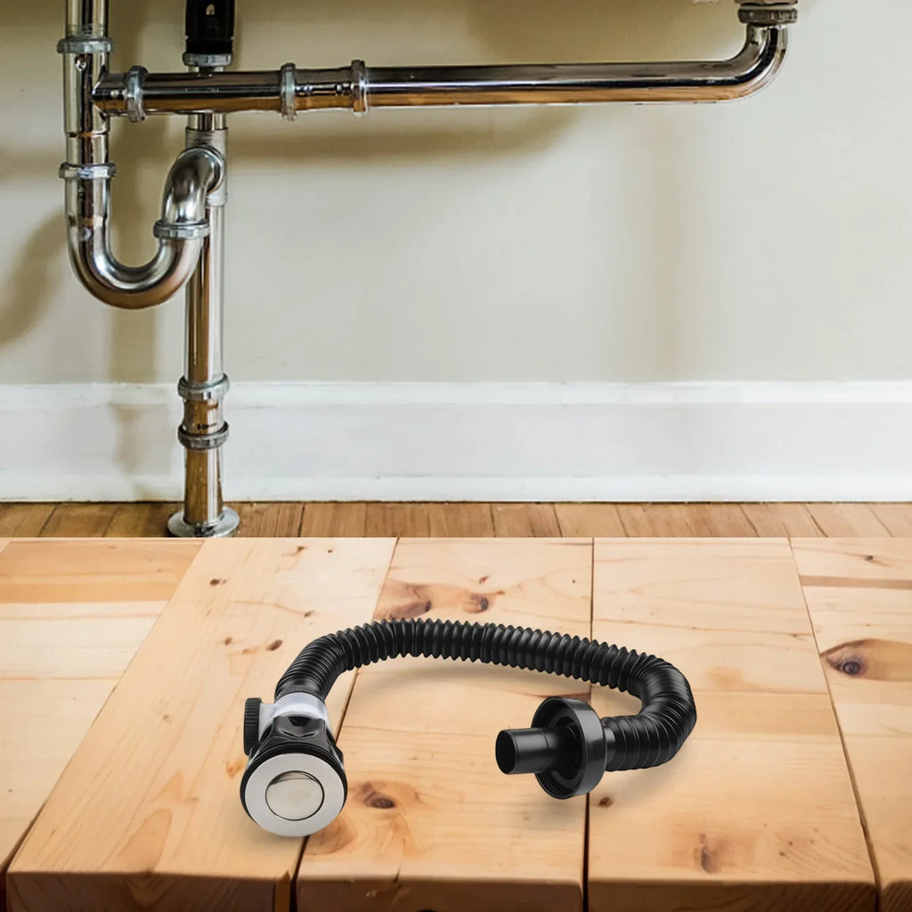 Black Press-Type Bathroom Sink Drain | Tool-Free Install