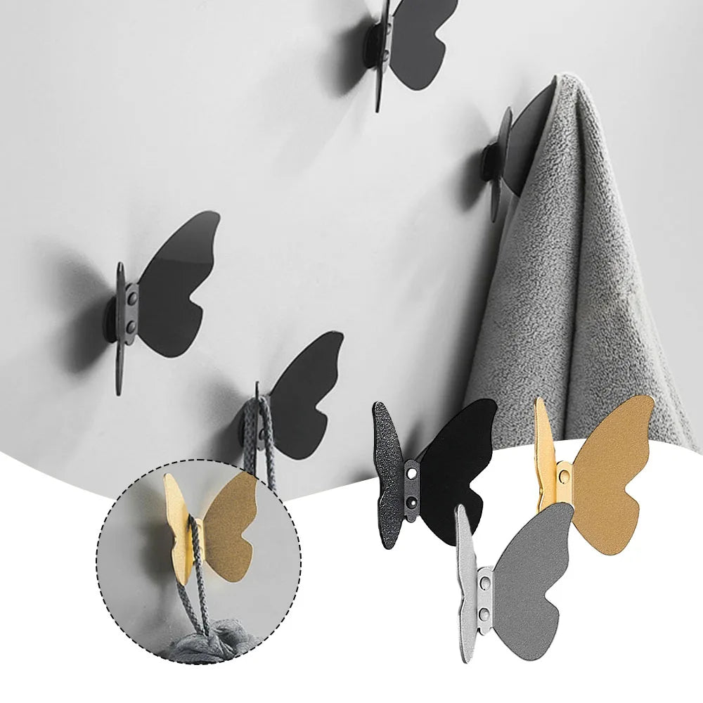 Butterfly Aluminum Alloy Wall Hook | Frosted Decorative Hook