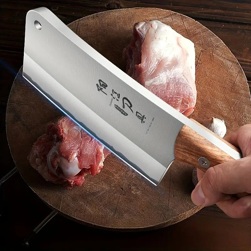 COOKCRAZE Heavy Butcher Knife – Bone Cutting Wood Handle