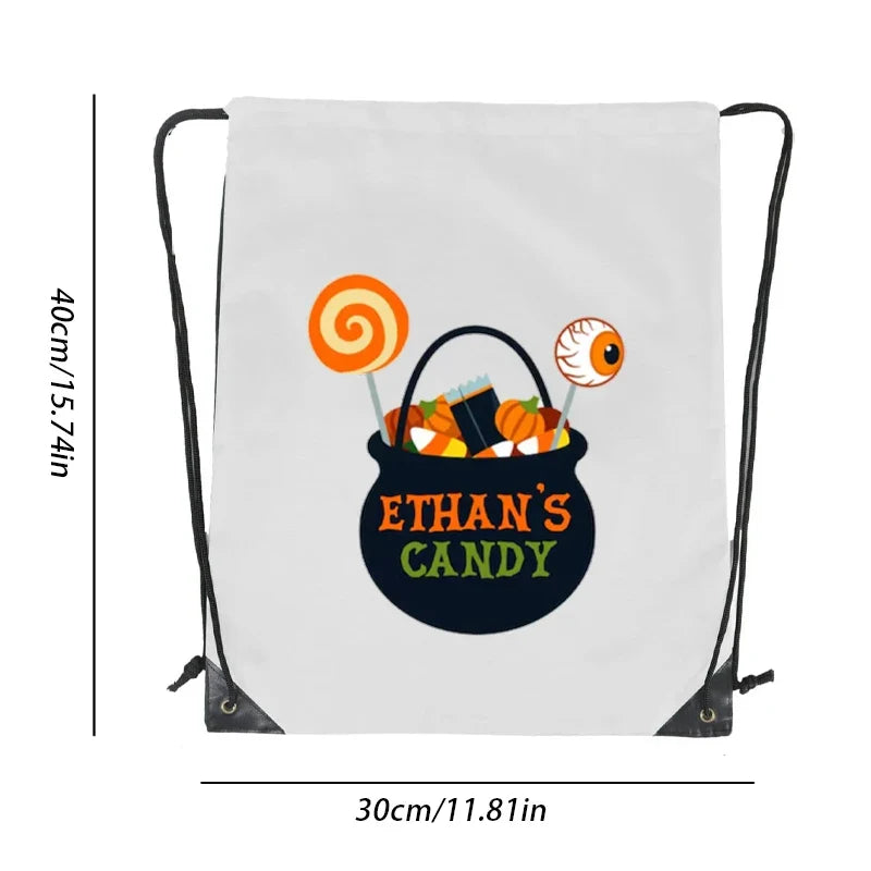 Personalized Halloween Drawstring Backpack | Custom Trick or Treat Bag