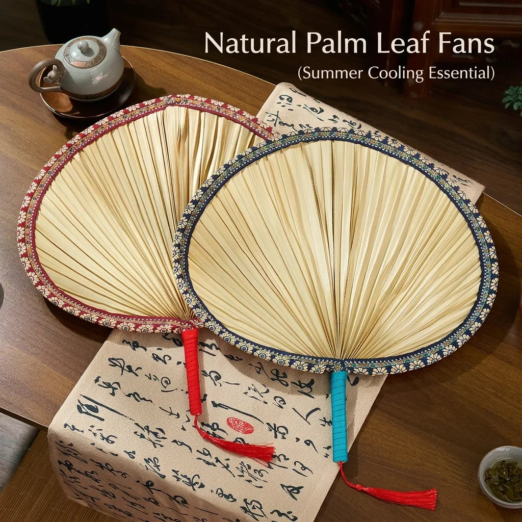 Handheld Cooling Fan Solid Traditional Hand Palm Leaf Soft Fire