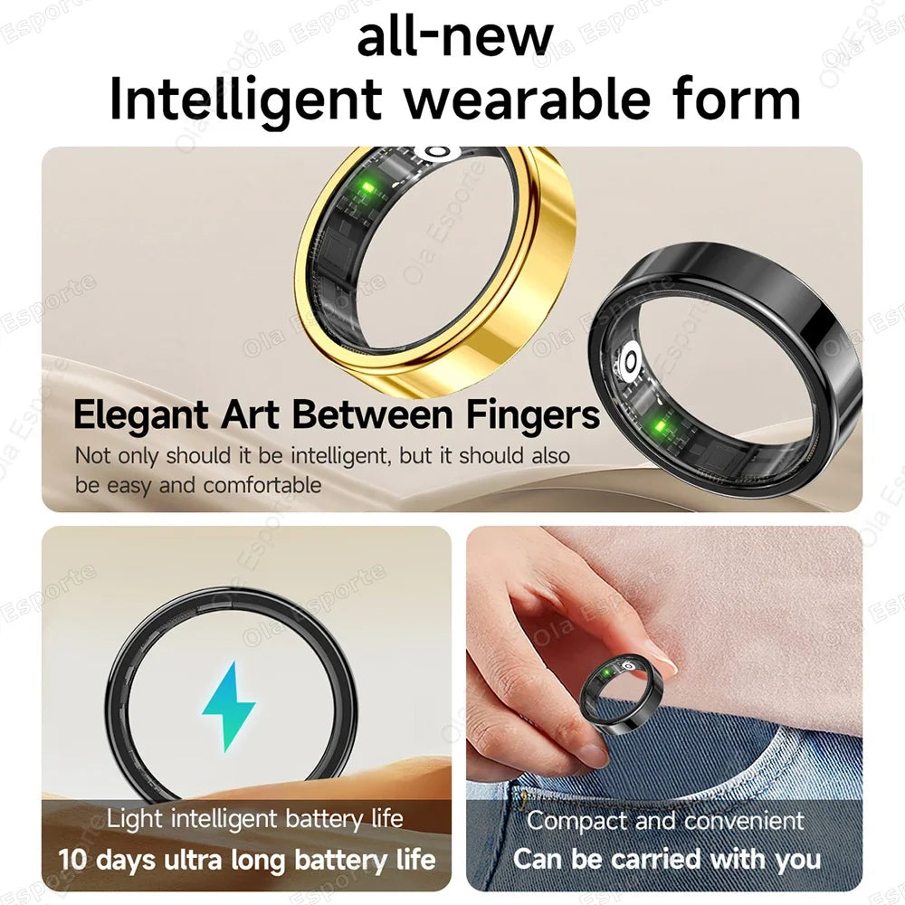 Smart Ring 2026 Men Women IP68 Waterproof Heart Rate Blood Pressure