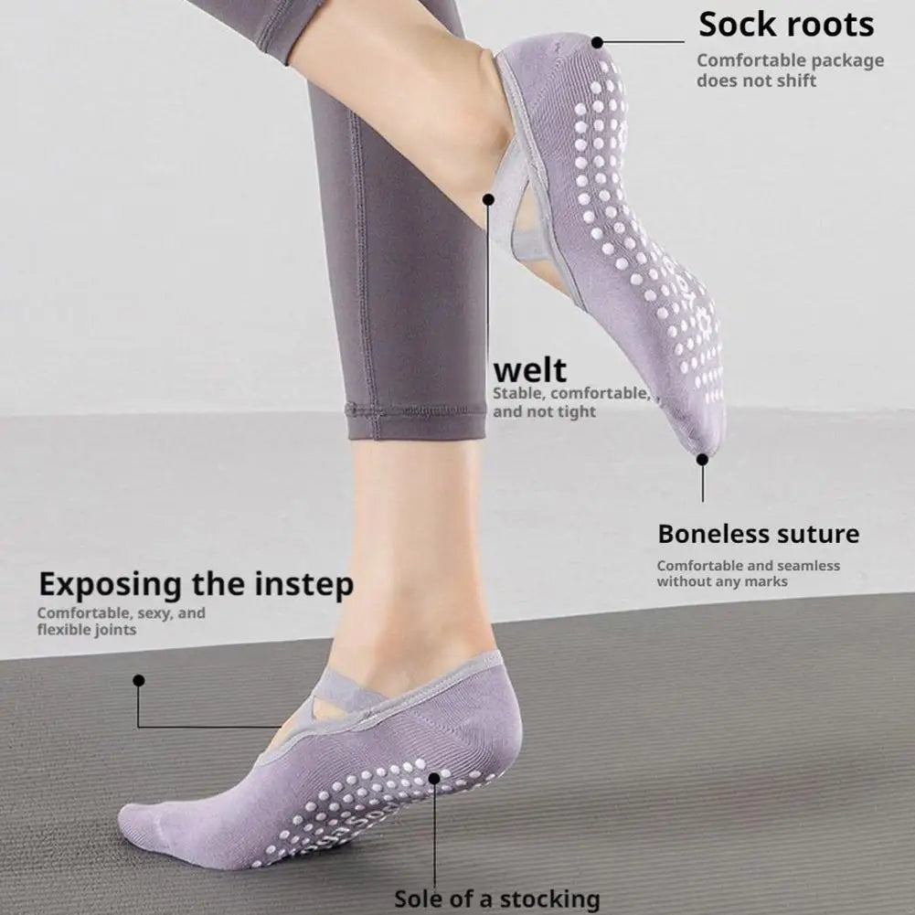 Anti-slip Yoga Socks Women Breathable Backless Grip Ballet Pilates
