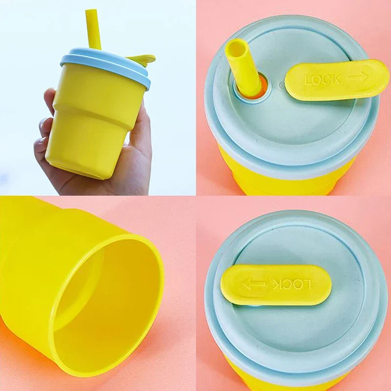 400ml Silicone Travel Mug with Lid & Straw | Leak-Proof Cup