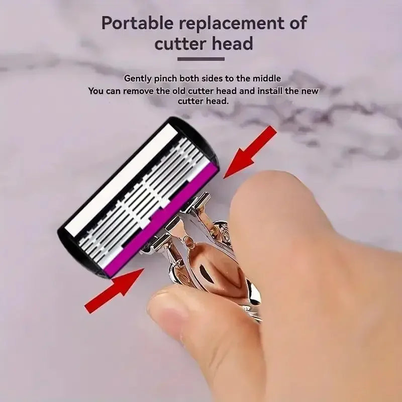 6-Blade Manual Razor for Women – Easy Blade Replacement