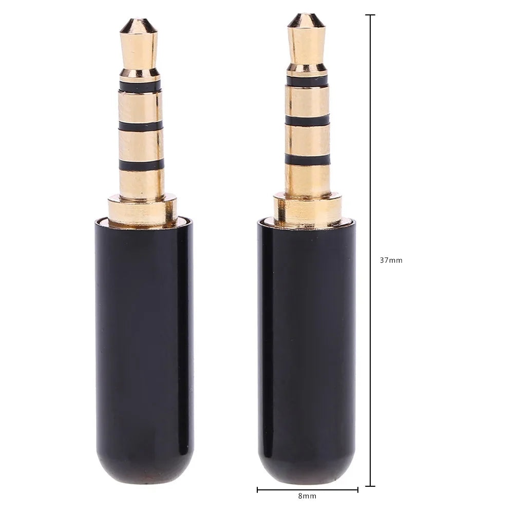 3.5mm TRRS 4-Pole Male Plug – DIY Headphone Connector 2-Pack