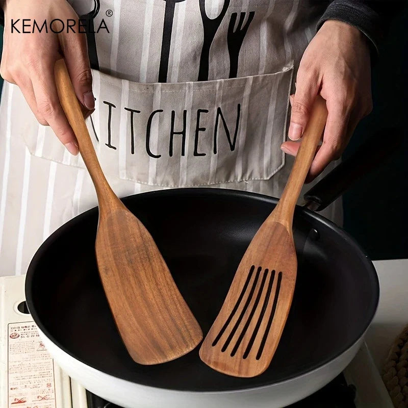KEMORELA Acacia Wood Spatula Set – Food-Safe Kitchen Utensils