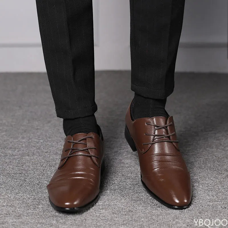 Men's Plus Size Formal Leather Shoes – Lace-Up Business Flats