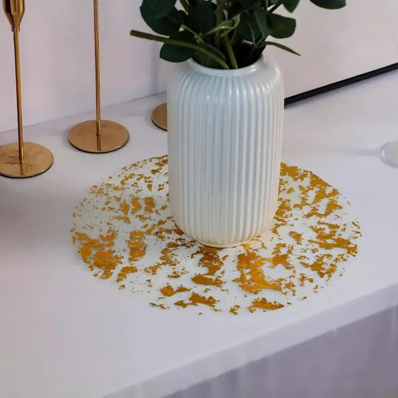 100pc Gold Foil Round Place Mats 13" | Party Table Mats