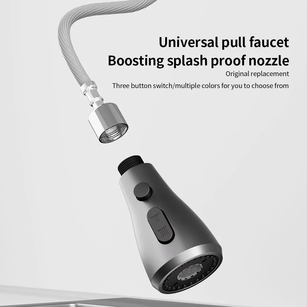 3-Mode Pull Out Kitchen Faucet Sprayer Nozzle – Water Saving