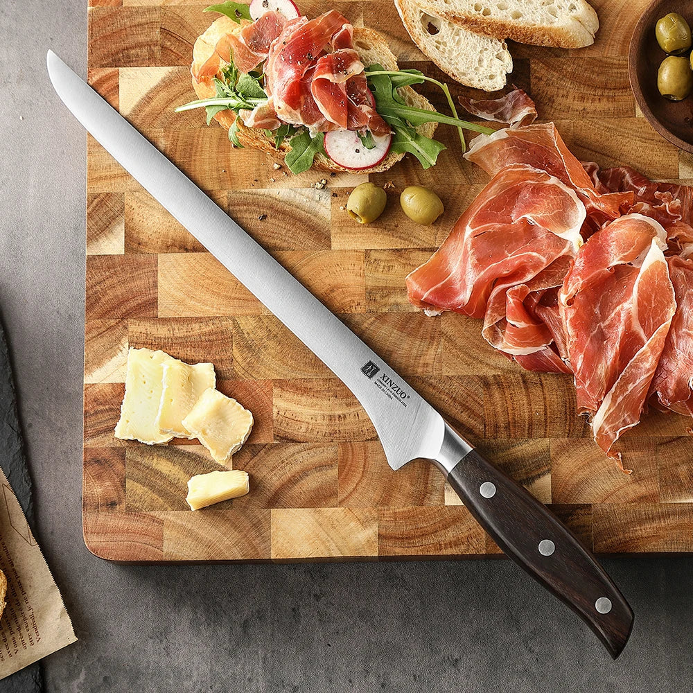 XINZUO 10" Ham Slicing Knife – German 1.4116 Steel Sandalwood