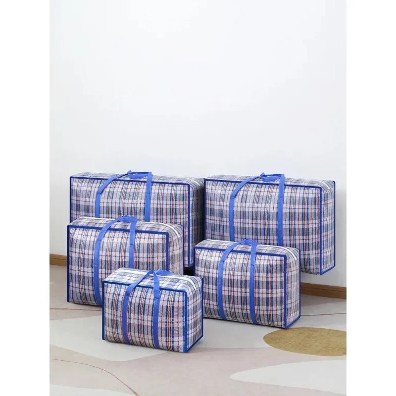 Foldable Large Capacity Woven Moving & Storage Bag – Blue