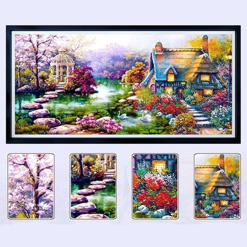 5D DIY Diamond Painting Kit – Garden Lodge Landscape 35×70cm