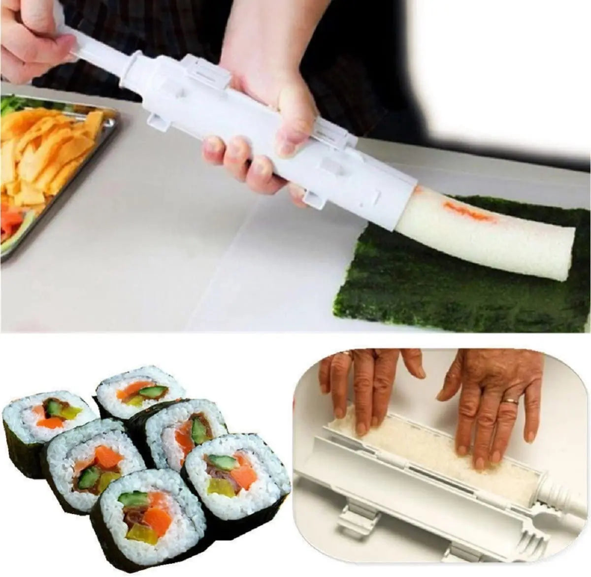 Sushi Maker Bazooka Machine Rice Mold Bamboo Rolling Mat Paddle DIY