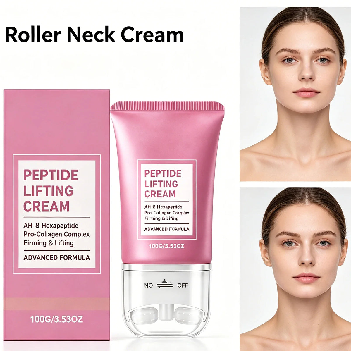 Firming Neck Cream with Roller – Lifting, Moisturizing & Brightening