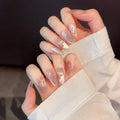 Sweet Pink Cat Eye Press-On Nails | Korean Oval Manicure Set