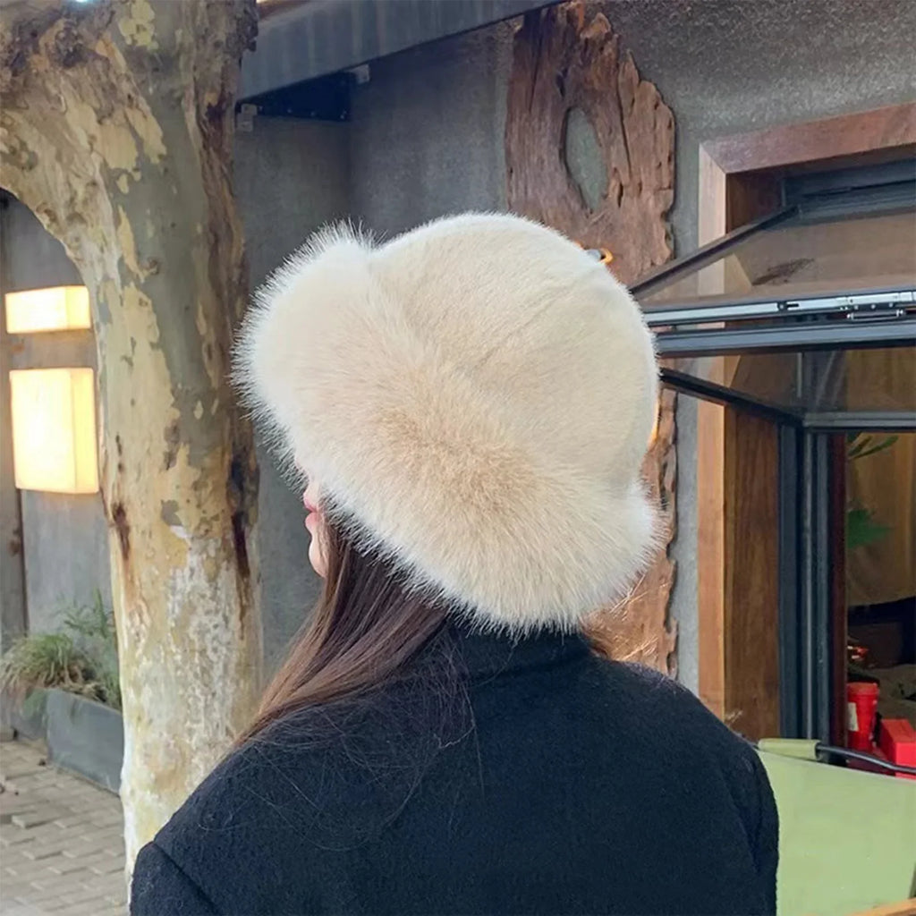 Women's Fluffy Mongolian Beanie – Warm Winter Knit Hat