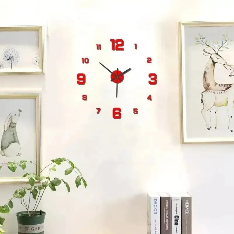 Large Acrylic Mirror Wall Clock | Modern Silent Home Decor
