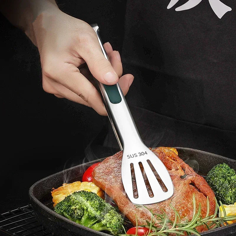 Stainless Steel BBQ Grill Tongs | Non-Slip Kitchen Utensil