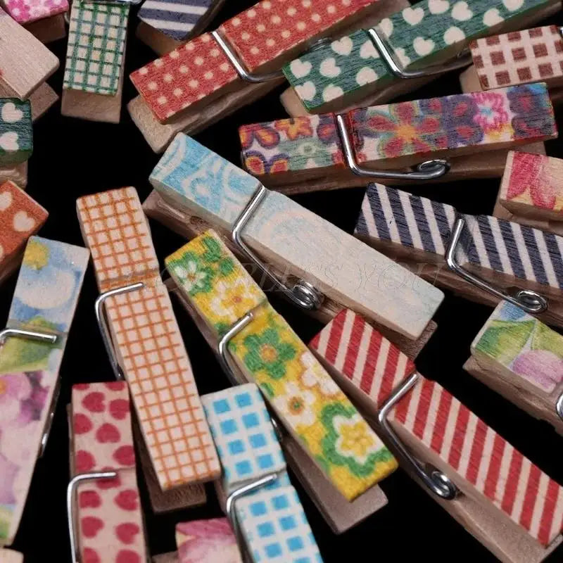 50-Pack Natural Wooden Mini Clips – Craft & Photo Clothespins