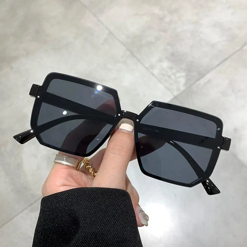 Oversized Square Rimless Sunglasses UV400 – Unisex Vintage