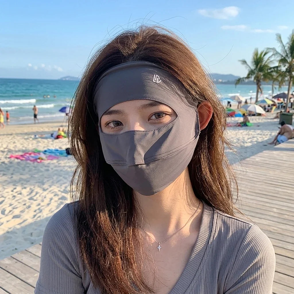 Ice Silk Sun Protection Mask Women UPF50+ Breathable Outdoor