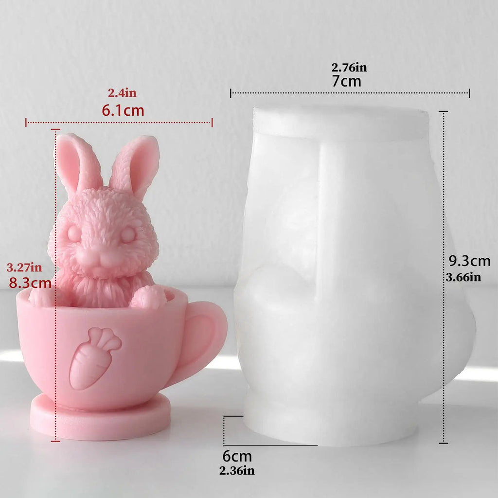 3D Teacup Rabbit Silicone Mold | Easter Candle Soap Resin