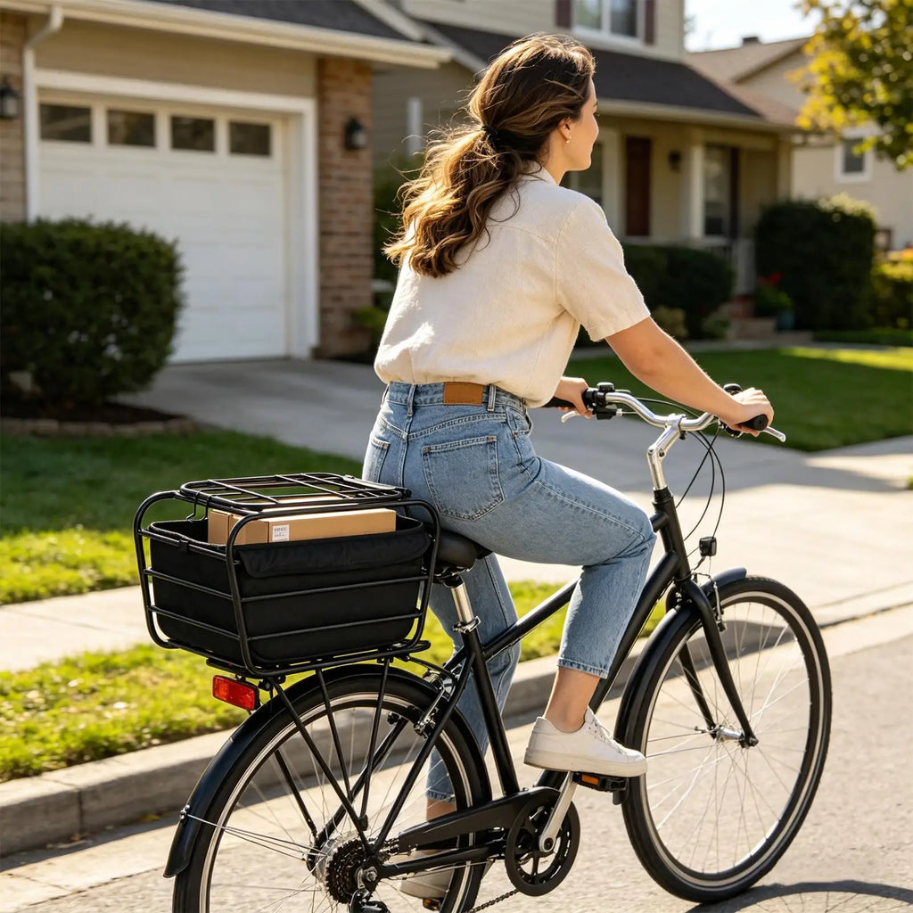 Enclosed Carbon Steel Bike Rear Basket – Pet Carrier & Organizer