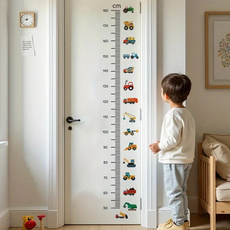 Construction Crane Kids Height Ruler Wall Sticker | Boys Gift