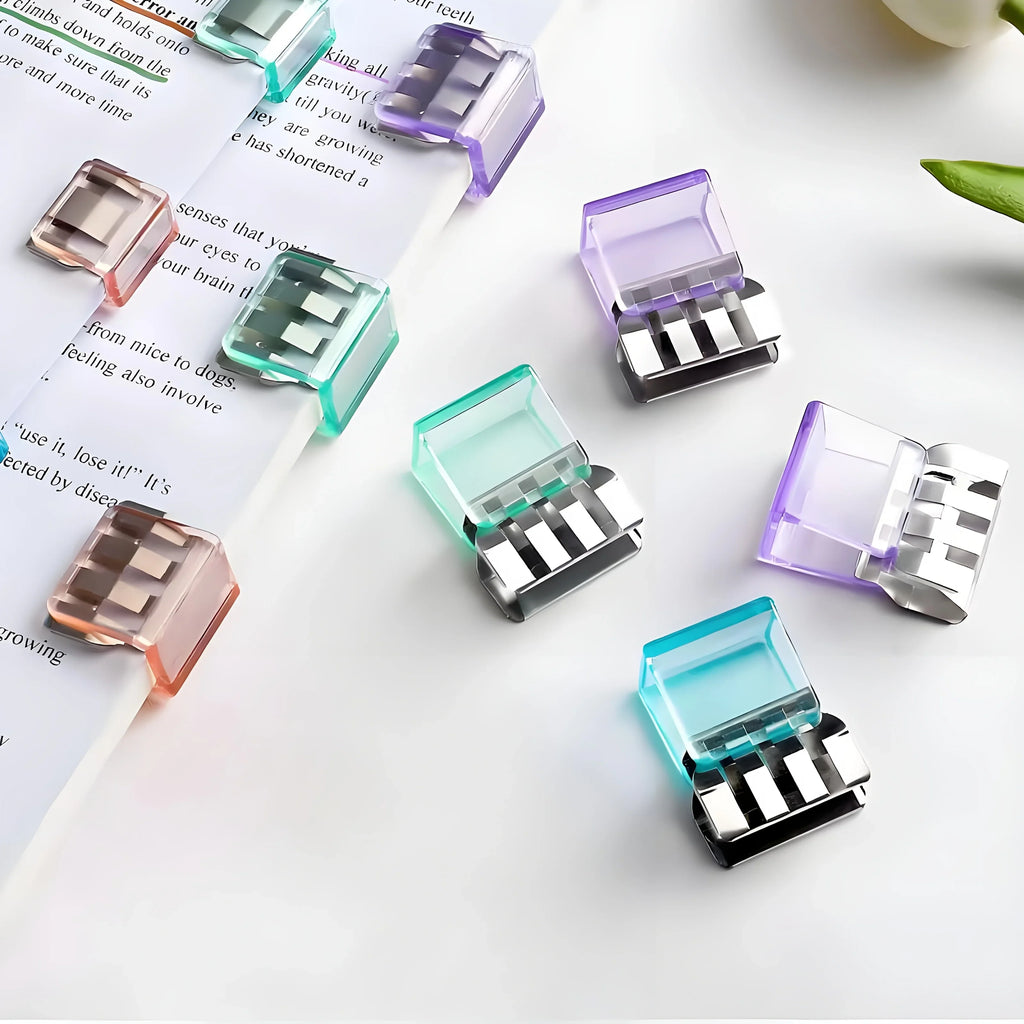10-Piece Clear Page Holder Durable Plastic Bookmark Office Study