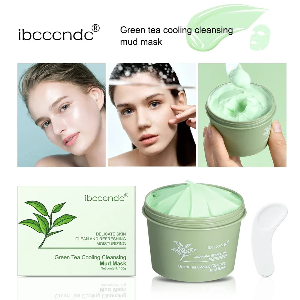 Green Tea Mud Clay Face Mask – Deep Cleansing & Pore Care 100g